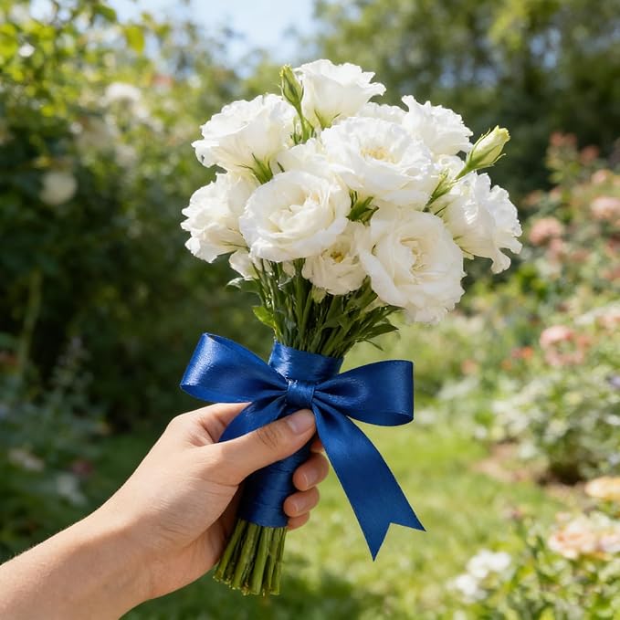 Blue Satin Ribbon 1-1/2 Inch x 2 Rolls Blue Wide Satin Fabric Ribbon for Gift Packaging, Christmas, Wedding, Flower Bouquet, Holiday Party, Invitation