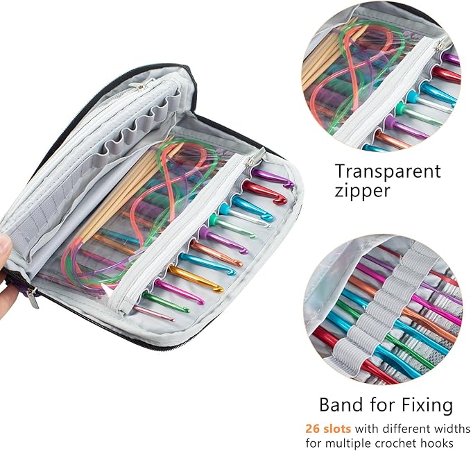 Crochet Hook Case Empty - Crochet Hook Organizer Stand Up Unique Design -Corchet Organizer - for Knitting & Crochet Supplies(Case Only)