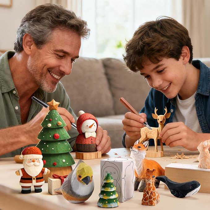 Wood Carving Kit - Whittling Kit with Wood Blocks and Paint Set - Carving Tools for Beginners - Hobbies for Women and Men - Arts and Crafts for Adults & Kids - woodworking tools