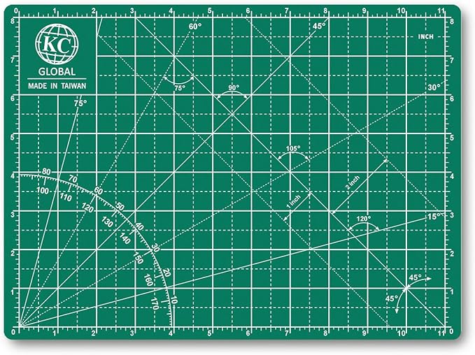 KC GLOBAL A4 (12"x9") Self-Healing Cutting Mat (Dark Green) - Sturdy, Reversible, Eco-Friendly, Non-Slip. Premium Desk Mat for Crafters, Quilters, and Hobbyist