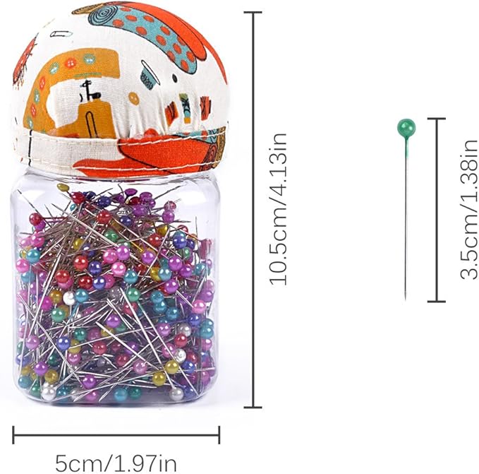 eZAKKA Sewing Needle Pins Cushion Holder with Plastic Bottle, 38mm 500 Pieces Pearl Needles Quilting Pin Cushion Kit (Orange)
