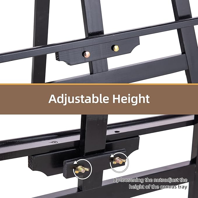 Falling in Art Easel Stand for Painting, Adjustable Wooden Easels for Painting Canvas Up to 42", Folding Art Easel for Drawing, Wedding Sign and Poster, Suitable for Kids and Adults(Black)