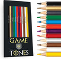 Game of Tones Colored Pencil Set for Fans of Game of Thrones | Set of 12 Parody Pencils | Each Color Pencil is Foil-Stamped with Clever Show References | Great Gift for Fans