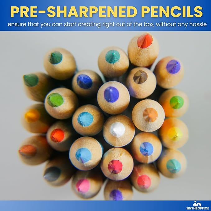 1InTheOffice Colored Pencil, Colored Pencils for Kids, Art Colored Pencils, Pre-Sharpened Pencil Set, (48 Pencils)