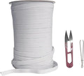 1/4 Inch White Elastic Band 50 Yards High Stretchy Flat Elastic Cord for Sewing & Crafts | Includes Sewing Scissors & Elastic Threader Tool