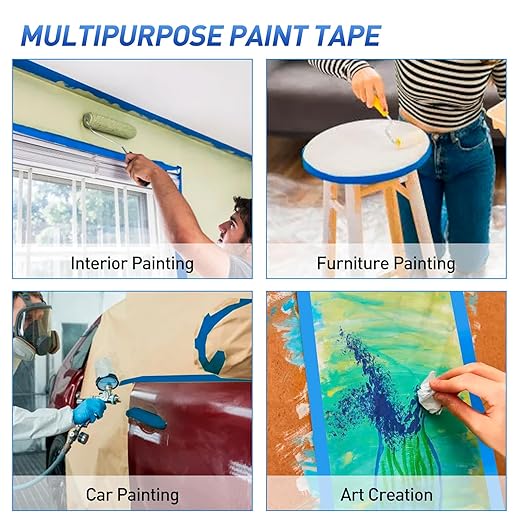 MAXWAVE Blue Painter's Tape, 1 Inch x 55 Yards, 21 Rolls Bulk, Residue-Free Paint Tape, Blue Masking Tape for Walls, Artist Painting Tape