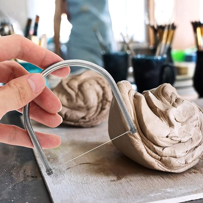 SEWACC Angle Cutting Clay Tool Stainless Steel Wire Bevel Cutter Trimming Pottery Clay Sculpting Tool DIY Ceramic Clay Modeling Tool for Pottery Ceramics and Sculpting D