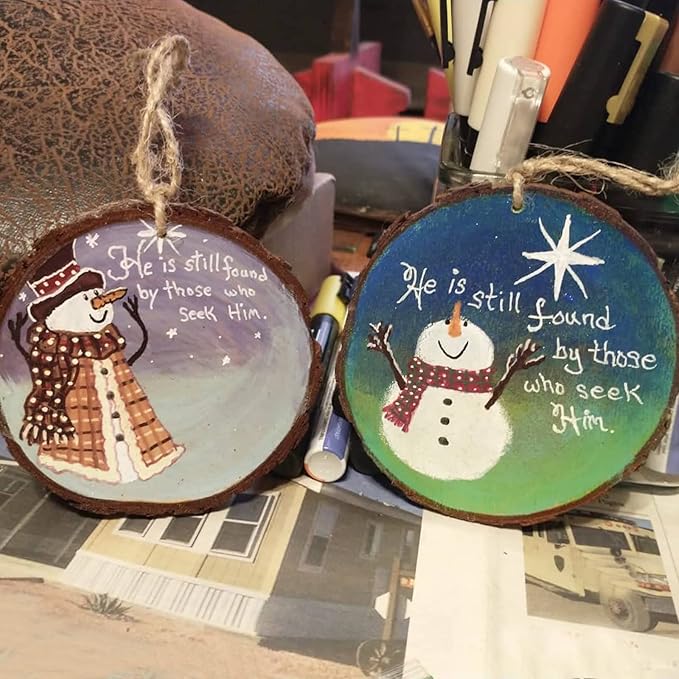 ZOENHOU 40 PCS 3.5-4 Inch Natural Wood Slices for Craft, Unfinished Wooden Circles Coasters with Bark for DIY, Arts, Centerpieces, Paintings, Wedding Decoration, Christmas Ornaments