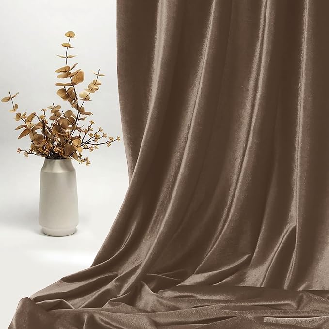 KKJIAF Brown Stretch Velvet Fabric 60 Inch Wide, 1 Yard Soft Stretchy Fabric for Sewing Clothes, Apparel, Costume, Crafts - 90% Polyester 10% Spandex