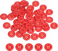 HARFINGTON 50pcs Sewing Button 18mm (11/16 Inch) 4 Holes Resin Thickened Round Crafting Replacement Buttons for Clothing DIY Crafts Decoration, Red