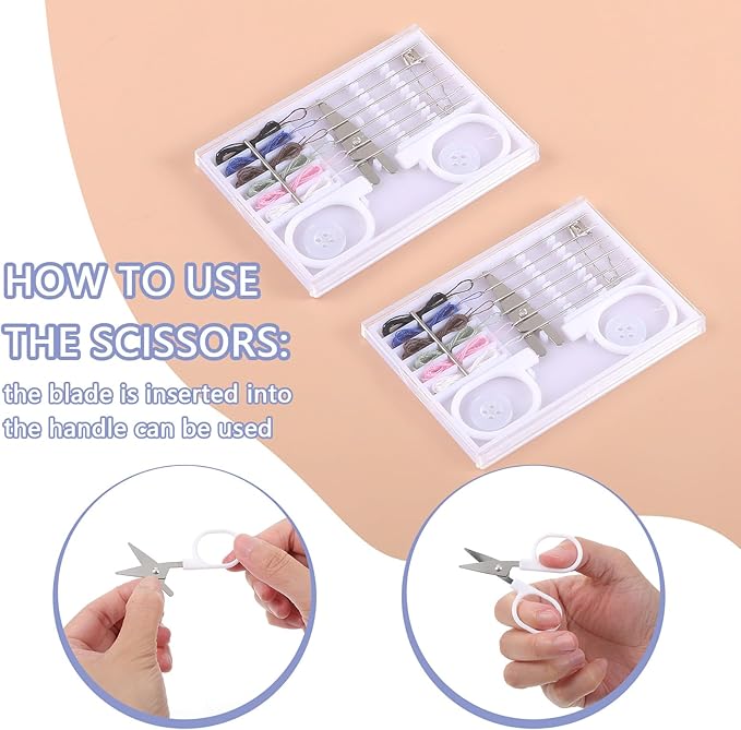 Lemecima 48 Boxes Travel Sewing Kit Mini Sewing Kit Bulk Needle Thread Portable Tools Beginner DIY Supplies Box with Threads Scissors Hand Needles Buttons