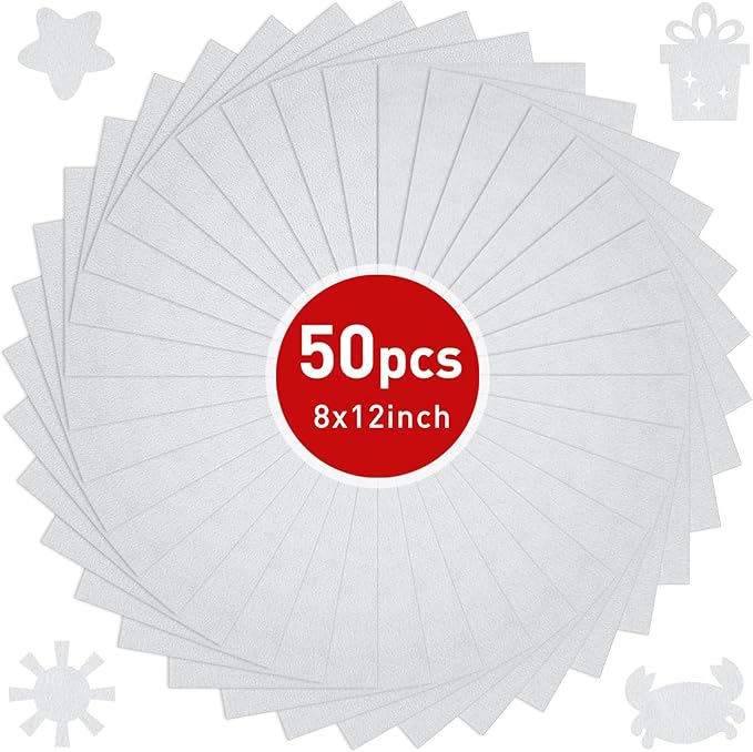 CHRORINE 50 Pcs Assorted Color Felt Fabric Sheets 8" x 12" Soft Felt Fabric Sheet for Crafts DIY Sewing Squares Nonwoven Patchwork (White)
