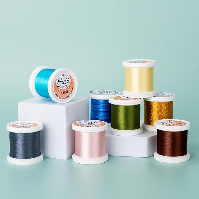 YLI Threads Silk Thread – 100 wt Fine Japanese Silk for Appliqué, EPP, and Quilting - Medium Sea Green