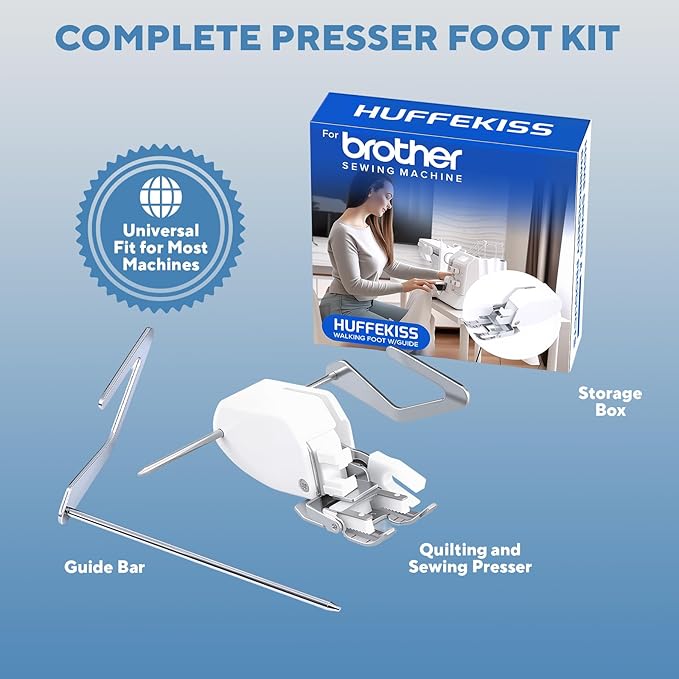【2025 Upgrade Edition】 Universal Walking Foot Sewing Machine Presser Foot,Fits Brother, Singer, Janome & All Low Shank Models,Professional Quilting & Thick Fabric Handling,for Home Sewers & Quilters