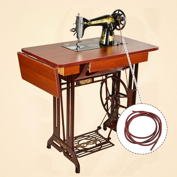Sewing Machine Belt, 6FT Leather Belt for Singer Treadle Sewing Machine, Leather Belt Antique Treadle Parts + Hook