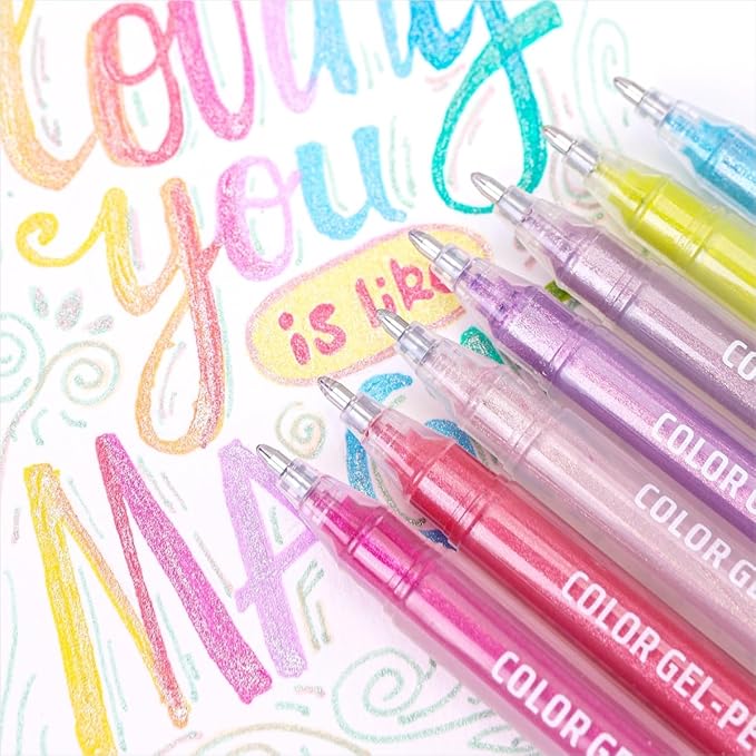 72 Colors Glitter Gel Pens Plus for Adult Metallic Writing Drawing for Birthday Cards, Christmas Cards, Art Crafts, Coloring Books, DIY Projects