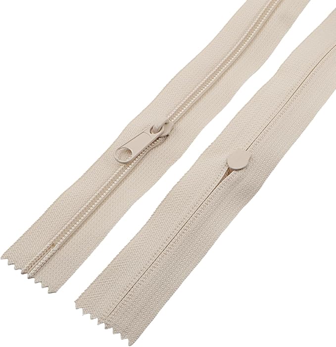 Leekayer #5 6 Inch Beige Nylon Zippers Bulk 6PCS 15.24 CM Zipper for DIY Tailor Sewing Craft Bag,Luggage,Dress,Sofa Cushion,Pillow Bed Covers (Beige)