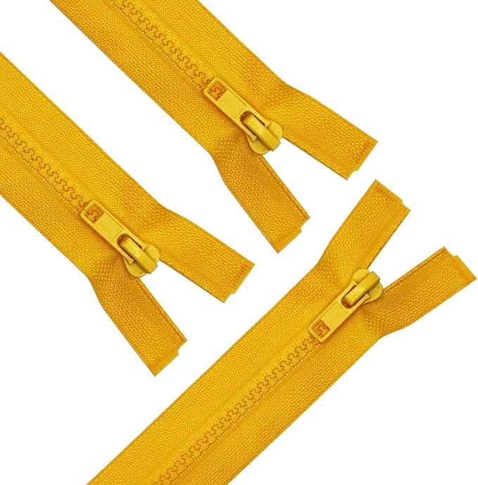 ANPURZII 3PCS #5 18 Inch Loquat Yellow Separating Jacket Zippers for Sewing Coats, Molded Plastic Bulk Zippers(LoquatYellow 18" 3PCS)