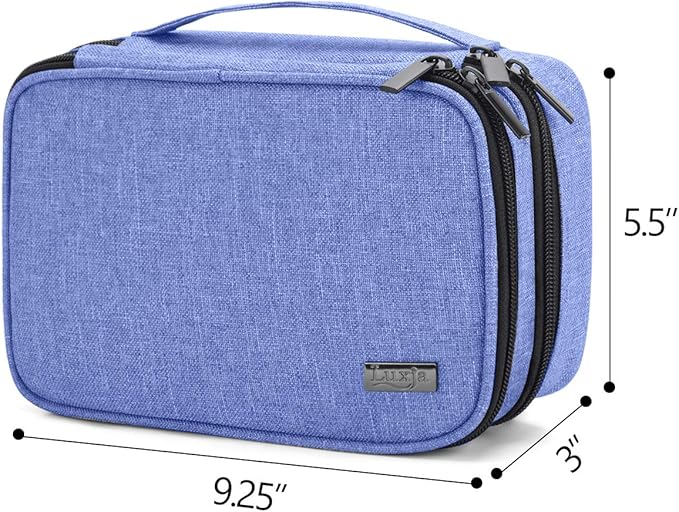 Luxja Sewing Accessories Organizer, Double-Layer Sewing Supplies Organizer for Needles, Scissors, Measuring Tape, Thread and Other Sewing Tools (NO Accessories Included), Dark Blue