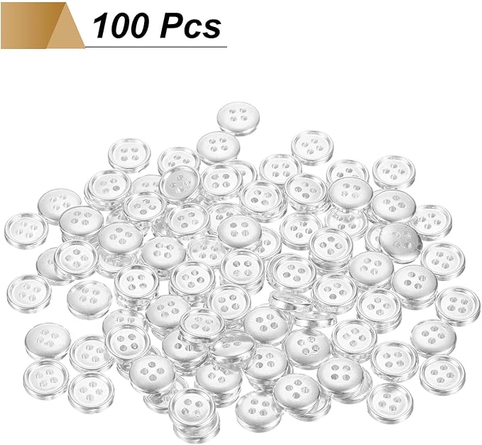 HARFINGTON 100pcs 18L Plastic Sewing Buttons 11.5mm 15/32" 4-Hole Round Replacement Craft Button for Coats Sewing Clothing and DIY, Silver
