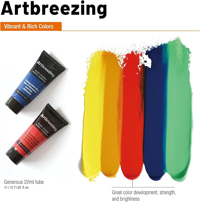 All-in-One Acrylic Painting Kit,12x22ml Rich Pigment Acrylic Paints,5 Different Shapes Brushes 2 Canvas Boards Palette Knife,Giftable Art Painting Set for Beginners Adults Artists