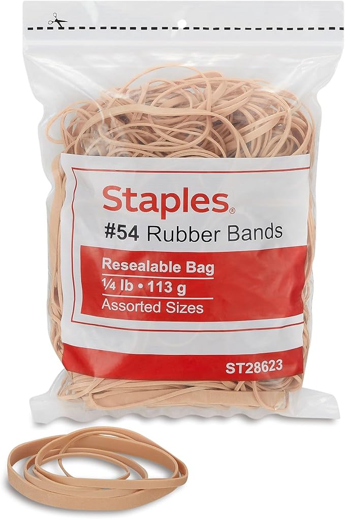 Staples Economy Rubber Bands Size #54 Assorted 1/4 Lb.