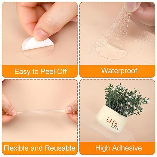 JANYUN 280 Pcs Double Sided Sticky Dots Removable Square Putty Clear Double Sided Tape for Crafts No Trace Sticky Tack Adhesive Tape (Square 20 mm)