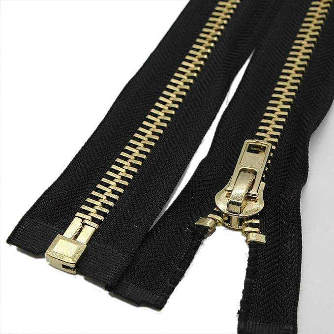 Leekayer #10 27 Inch Metal Zipper Brass Separating Jacket Zipper Heavy Duty Metal Zippers for Jackets Sewing Coats Crafts (27" Brass)