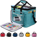 Hoshin Knitting Bag for Yarn Storage, High Capacity Yarn Totes Organizer with Inner Divider Portable for Carrying Project, Knitting Needles(up to 14”), Crochet Hooks, Skeins of Yarn (Green)