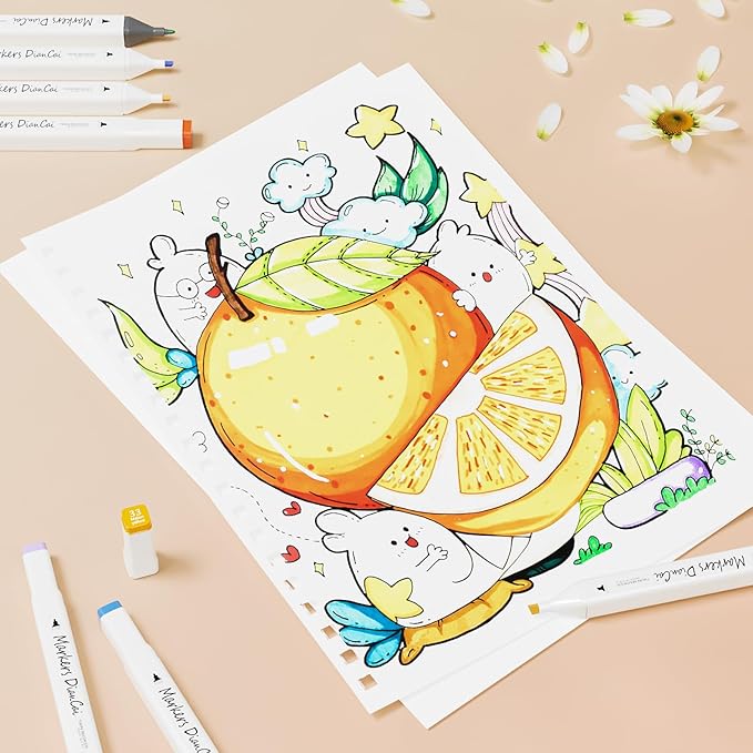 RUN HELIX Alcohol Markers, 168 Colors Dual Tip Markers Broad Brush Tip and Fine Tip, Marker for Coloring Drawing Painting Art, Alcohol Marker Set with Case for Adults (White Barrel)