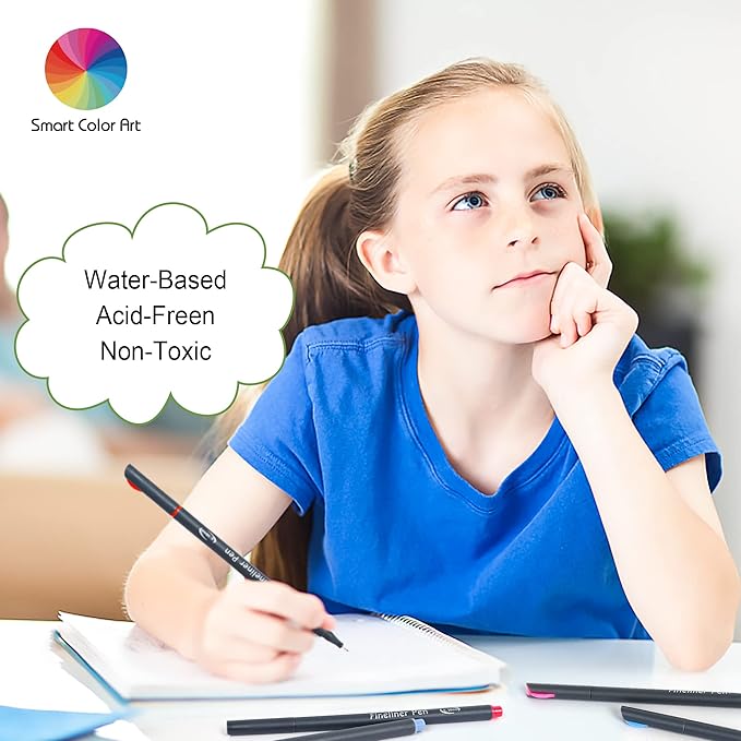 Colored Pens, 38 Fineliner Porous Fine Point Pens with 2 Stencils, Fine Tip Drawing Markers Perfect for Journal Planner Adults Coloring Office College Art Supplies by Smart Color Art