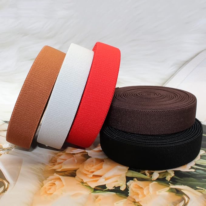 Sewing Elastic Band 1-Inch by 5-Yard Brown Colored Double-Side Twill Woven Elastic