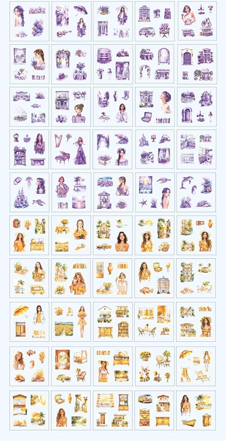 MAFELOE 100 Sheets of Box Set PET Scrapbook Stickers, Aesthetic Deco Junk Journaling Supplies for Planner Art Collage-Season Series-Blue (HZ-M4-HKSJ)