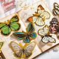 80-Piece Large Vintage Gold Foil Butterfly Scrapbook Sticker Pack - Transparent Waterproof Realistic Butterfly Stickers for Art Crafts, Journals, Planners, Scrapbooks, Laptops