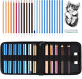Mifuner Professional Drawing Set, 12 Colored Pencils & 12 Graphite Pencils with Eraser & Case, Art Supplies for Sketching Shading Blending, Gifts for Artists Adults Beginners.Skin Black