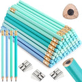 Fainne 102 Pcs Bulk Thick Jumbo Graphite Pencils Set 96 Fat Giant Large Pencils and 6 Sharpeners Enhanced Grip for Art Drafting Writing Drawing Office and Home Use(Teal, Blue,Triangle)