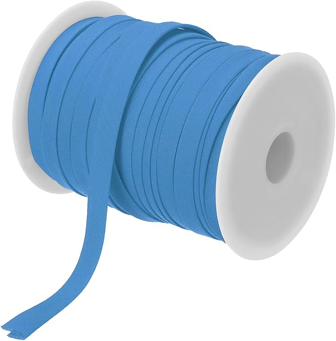 MECCANIXITY 2/5 Inch Double Fold Bias Tape Polyester Continuous Bulk Bias Tape for Sewing,Seaming Quilting Hemming Binding Crafts (Blue 55 Yards)
