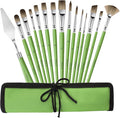 Paint Brush Set, Professional Paint Brushes for Watercolor Painting, Acrylic, Gouache & Oil Painting - Detail Paint Brushes, Round, Flat, Cat's Tongue,Liner for Artists and Beginners(15pcs)
