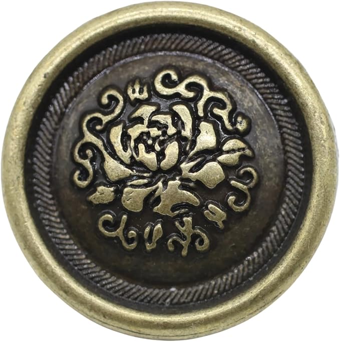 Bronze Metal Shank Buttons - 12 Pcs - 3 Size Options - Floral Round Metal Shank Buttons for Men Women Blazer Coat Uniform Shirt Suit and Jacket Sewing Craft DIY N17901