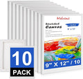 Stretched Canvas for Painting - 9x12 Inch/10 Canvas Value Pack - Triple Primer Acid Free 100% Cotton Blank Canvas for Painting Supplies Oil and Acrylic Pouring Art Watercolor