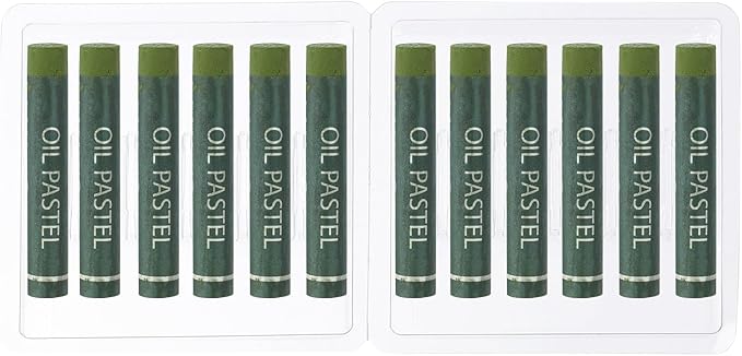 PATIKIL Olive Green Oil Pastels, 12Pcs Soft Oil Crayons Creamy Pastels Stick Art Supplies for Art Painting Drawing Blending Graffiti for Artists Beginners