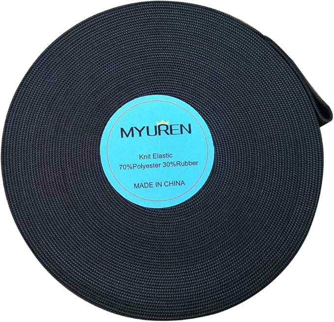 MYUREN 2-1/3 Inch by 10 Yard Black Heavy Stretch High Elasticity Elastic Spool Knit Elastic Bands for Sewing