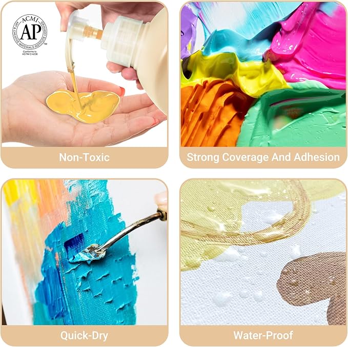 Falling in Art Orcha Yellow Acrylic Paint, Large 67.6Oz Premium Pouring Acrylic Paint, Perfect for Canvas, Wood, Ceramic, and More