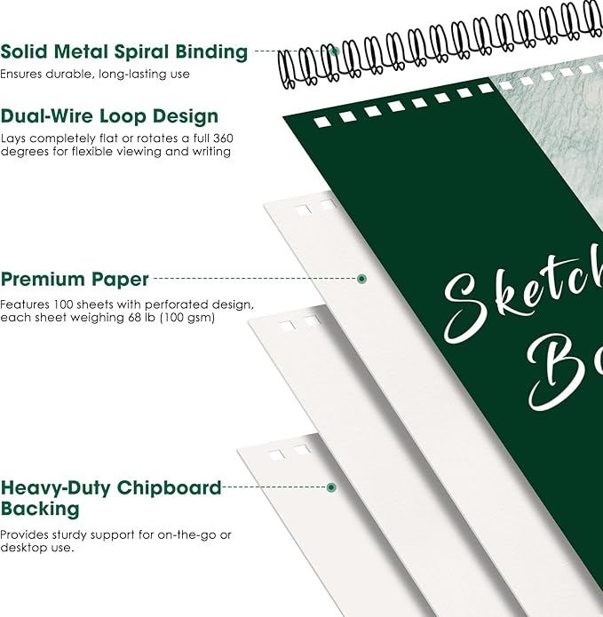 20 Pieces 5.5'' x 8.5'' Top Spiral Bound Sketch Books, 30 Sheets Each (68lb/100gsm) Bulk Artist Sketch Pads, Sketch Book for Kids, Art Sketchbooks for Painting