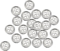 HARFINGTON 20pcs Metal Sewing Button, 12mm 4-Hole Round Suit Shirts Coats Clothes Sewing Buttons for Decoration Craft, Silver