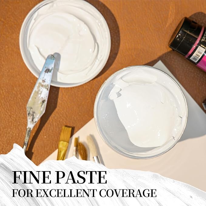 Falling in Art 16.9 Oz White Gesso Primer for Acrylic Painting for Oil Paints, Non-Toxic Canvas Surface Prep Medium