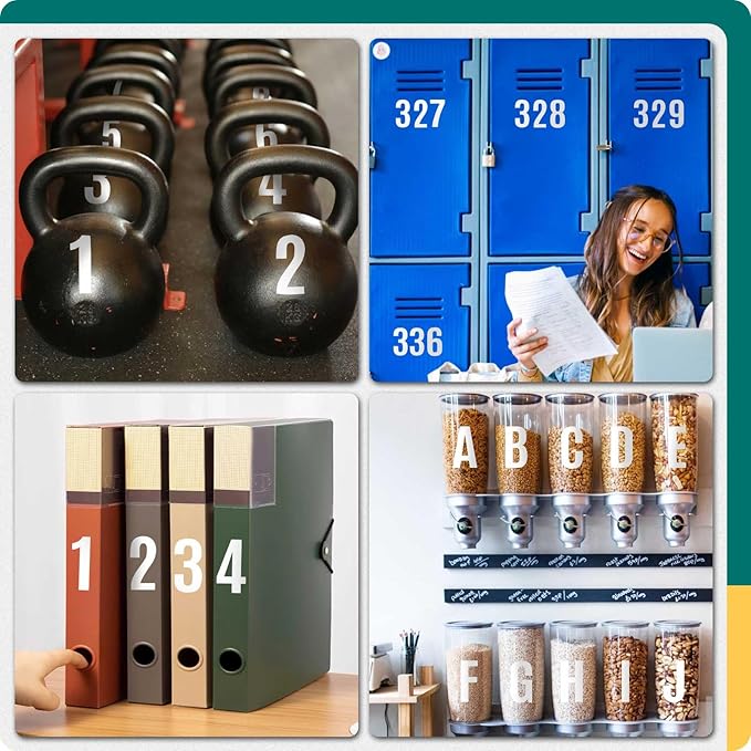 Seloom 13 Sheets Alphabet Stickers,4 Inch Large Vinyl Letter Number Stickers Self Adhesive,Waterproof Numbers Alphabet Letters Labels for DIY Crafts,Mailbox,Notebook,Door,Water Bottles,Car(White)