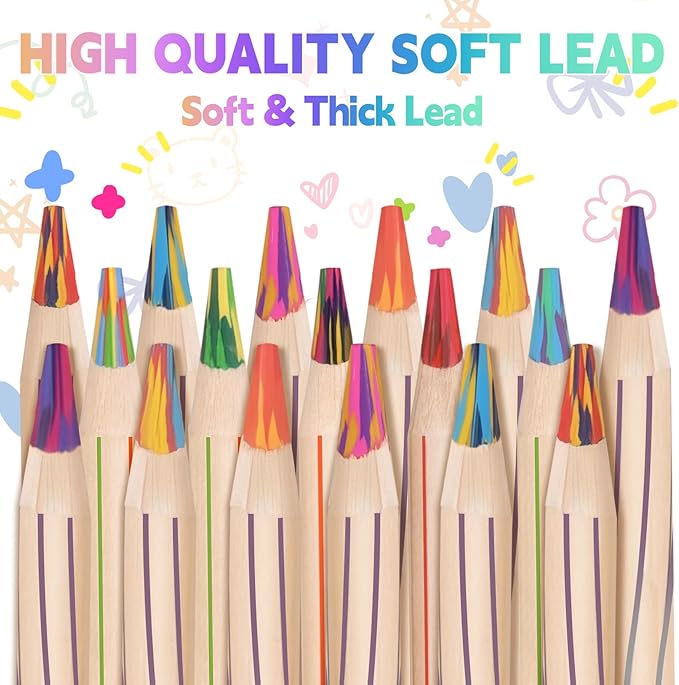 TINNIVI Rainbow Pencils for Kids Adults, 48 Pack Rainbow Colored Pencil Art Supplies for Girls Boys, Wooden Multi Colored Pencils Bulk for Coloring Drawing Sketching, Pre-sharpened, 12 Colors