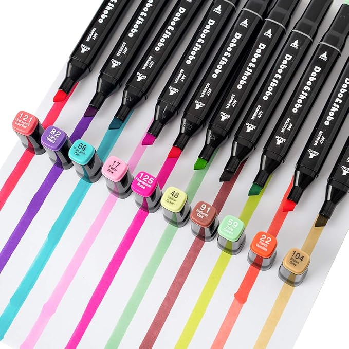 Dabo&Shobo 80 Color Alcohol Marker Pens, Bright Permanent Markers For Coloring, Markers For Adults Coloring Book, Wide Chisel and Fine Tip, Dual Tip Design, Equipped with Black Suitcase
