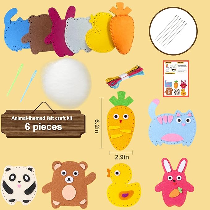Twiggle Stuff Sewing Kit, This Fun DIY Sewing Kit Includes Felt Animal Sewing Materials to Make Plush Toy Dolls. Suitable for Everyone